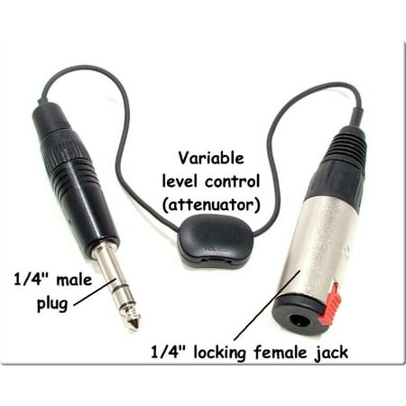 - SP-ATEN-2 - Sound Professionals - 1/4 inch male to 1/4 inch female variable attenuator cable - mono or stereo - 8 inches