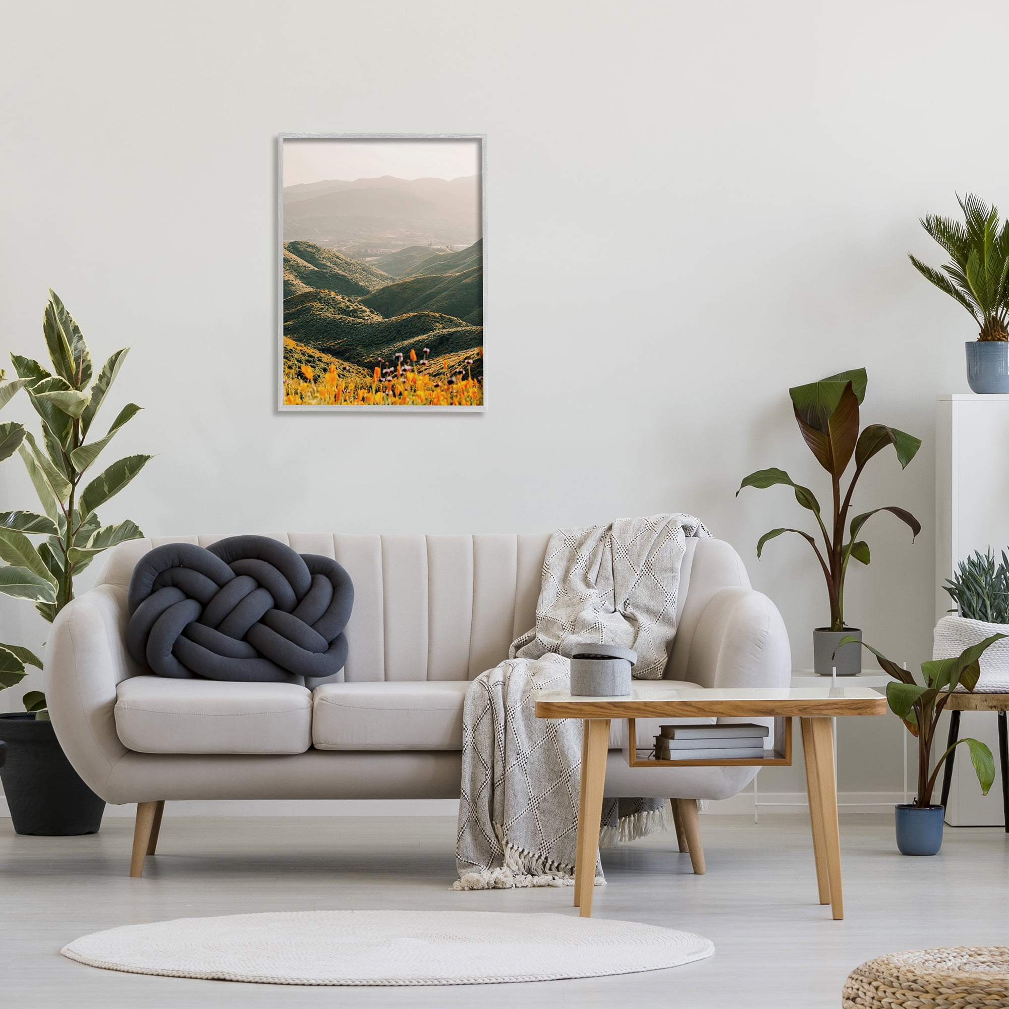 Stupell Industries Rolling Hills Meadow Landscape Landscape Photography Gray Framed Art Print Wall Art