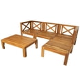 thumbnail image 4 of Harper & Bright Designs Outdoor Wooden Seating Group with Table, Patio Conversation Sectional Sofa Set with Waterproof Cushions for Backyard Poolside, Beige, 4 of 21