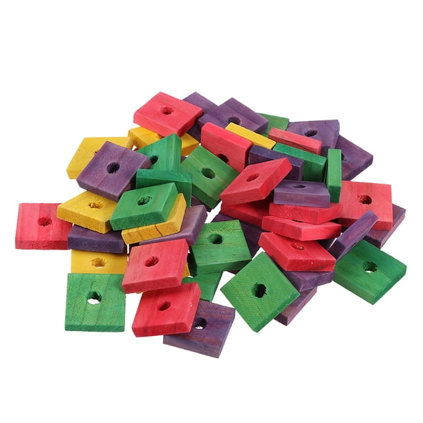 EeaseMX 50 piezas de juguetes de bloques de madera para loros, juguetes para masticar pájaros, juguetes para morder pájaros
