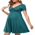 thumbnail image 2 of Robe de Maternité Courte pour Femmes à Manches Courtes, Mini, Col en V, Décontractée, Ample, Style Babydoll, Grande Taille, 2 of 6