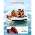 thumbnail image 2 of VEVOR Towable Tube for Boating, 3 Riders Inflatable Boat Tubes and Towables, 510 lbs Capacity Water Sport Towable Tube for Boat to Pull - with Fins, Full Nylon Cover, Padded Handles & Safety Valve, 2 of 9