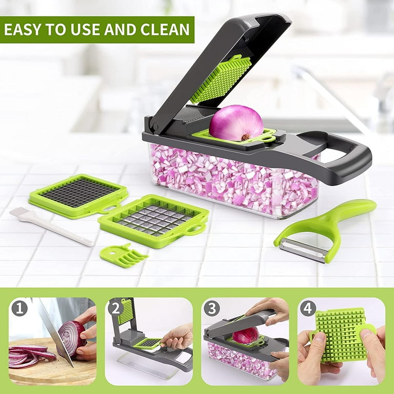 Easy Clean Vegetable Chopper with Container - 4-in-1 - Dishwasher