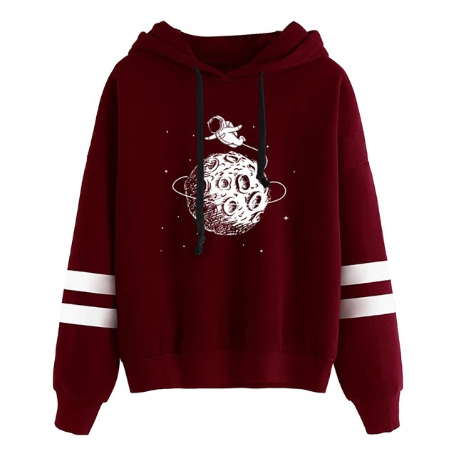 Penkiiy Chandails à Capuche pour Femmes Chandail à Manches Longues à Rayures Chandail à Capuche Chandail en Molleton chandail Hauts Rouge Vêtements Y2K