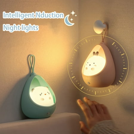 

Wirlsweal 1 Set Motion Sensor Lamp Cartoon Shape Wide Sensing Angle High Sensitivity Soft Lighting Flicker Free Intelligent Human Body Induction LED Night Lamp Home Supplies