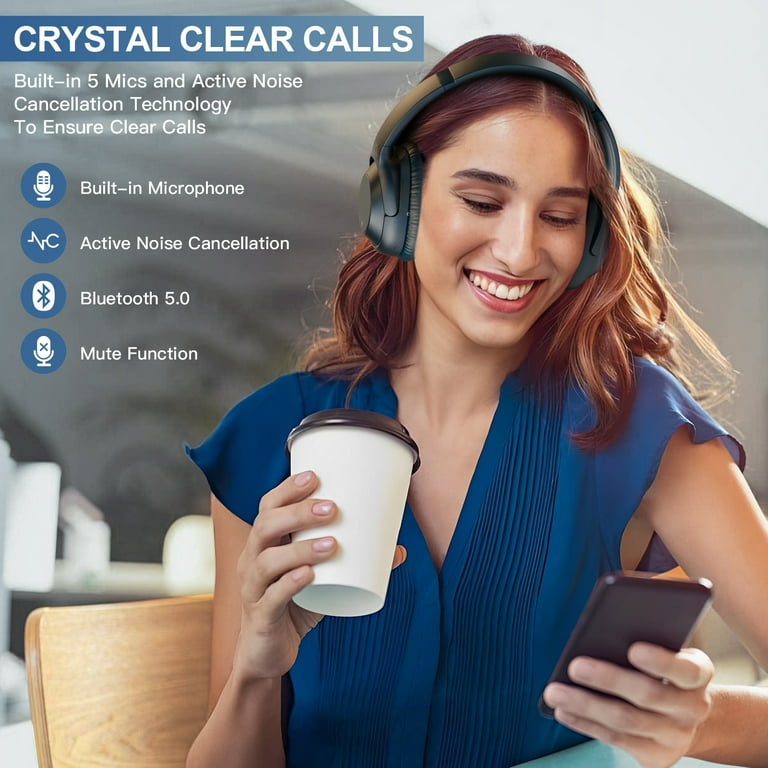 Ankbit E500Pro Noise Cancelling Headphones, Wireless Bluetooth