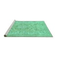 thumbnail image 2 of Ahgly Company Machine Washable Indoor Square Abstract Turquoise Blue Modern Area Rugs, 5' Square, 2 of 4