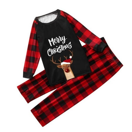 

SBYOJLPB Parent Child Outfit Matching Family Christmas Pajamas Set Christmas Pjs for Family Set Red Plaid Top and Long Pants Sleepwear Sets Clearance