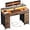 Rustic Brown, variant on HLDIRECT 47 inch Computer Desk with 8 Storage Drawers, Gaming Desk with LED Lights & USB Power Outlets, Home Office Table with Monitor Stand, Study Writing Work Table for Bedroom, Rustic Brown