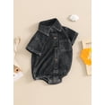 thumbnail image 6 of BemeyourBBs Western Baby Boys Girls Summer Clothes Infant Denim Romper Baby Cowgirl Cowboy Outfit Short Sleeve Button Down Collar Casual Bodysuits Playsuit, 6 of 10