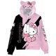 thumbnail image 3 of Sudadera con capucha con estampado de Hello Kitty de Sanrio Kawaii para mujer, ropa de otoño estilo Y2K, sudadera holgada informal de manga larga para hombre, 3 of 6