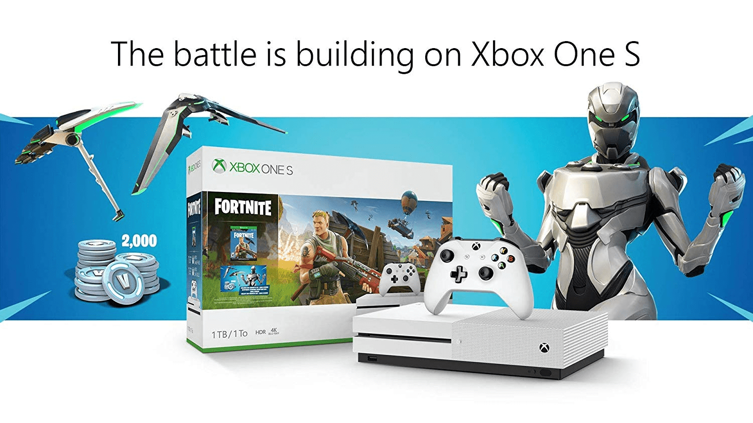 Xbox One S Battle Royale NFL 19 Bonus Bundle: Fortnite, Eon Cosmetic, 2,000  V-Bucks, Madden NFL 19 and Xbox One S 1TB Gaming Console White - Walmart.com