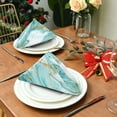 thumbnail image 3 of Coolnut Soft Reusable Satin Table Decorative Napkins, 20x20InX6 PCSTurquoise Marble Texture, Family Dinner Wedding Banquet, Cocktail Party, Kitchen, Birthday Party Washcloth Gift, 3 of 7