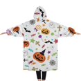 thumbnail image 2 of Oversized Wearable Blanket Hoodie,Playful Halloween Icons Pattern Sherpa Blanket Hoodie with Super Pockets,Super Warm Fuzzy Pullover for Women & Men, 2 of 6
