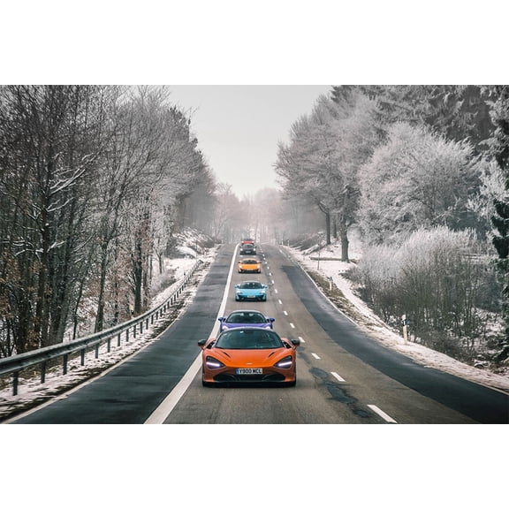 McLaren Fleet in Switzerland Sports Car Auto Wall Art Home Decor - 12x18 Inch Laminated Poster - Stunning Detail and Bold Colors