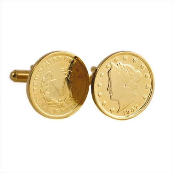 American Coin Treasures 11343 Boutons de Manchette en Nickel de Liberté Plaqués Or