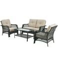 thumbnail image 7 of Gymax 4PCS Cushioned Patio Conversation Set Outdoor Rattan Furniture Set, 7 of 7