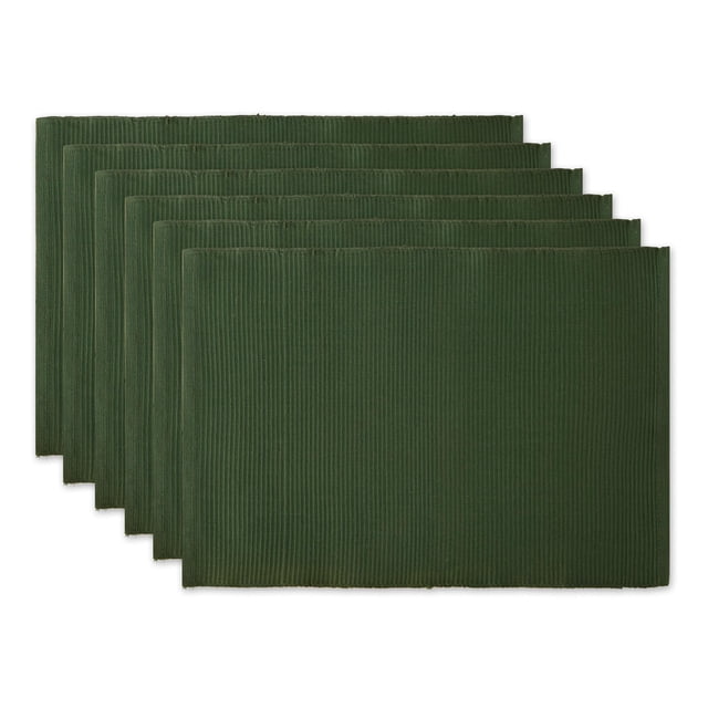 Set de Individuales DII 33x48 cm Algodón Acanalado Verde Oscuro 6 piezas