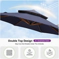 thumbnail image 5 of PURPLE LEAF 10FT Deluxe Round Wood Grain Patio Umbrella, Large Offset Cantilever Umbrella with 360° Rotation, Navy Blue, 5 of 13