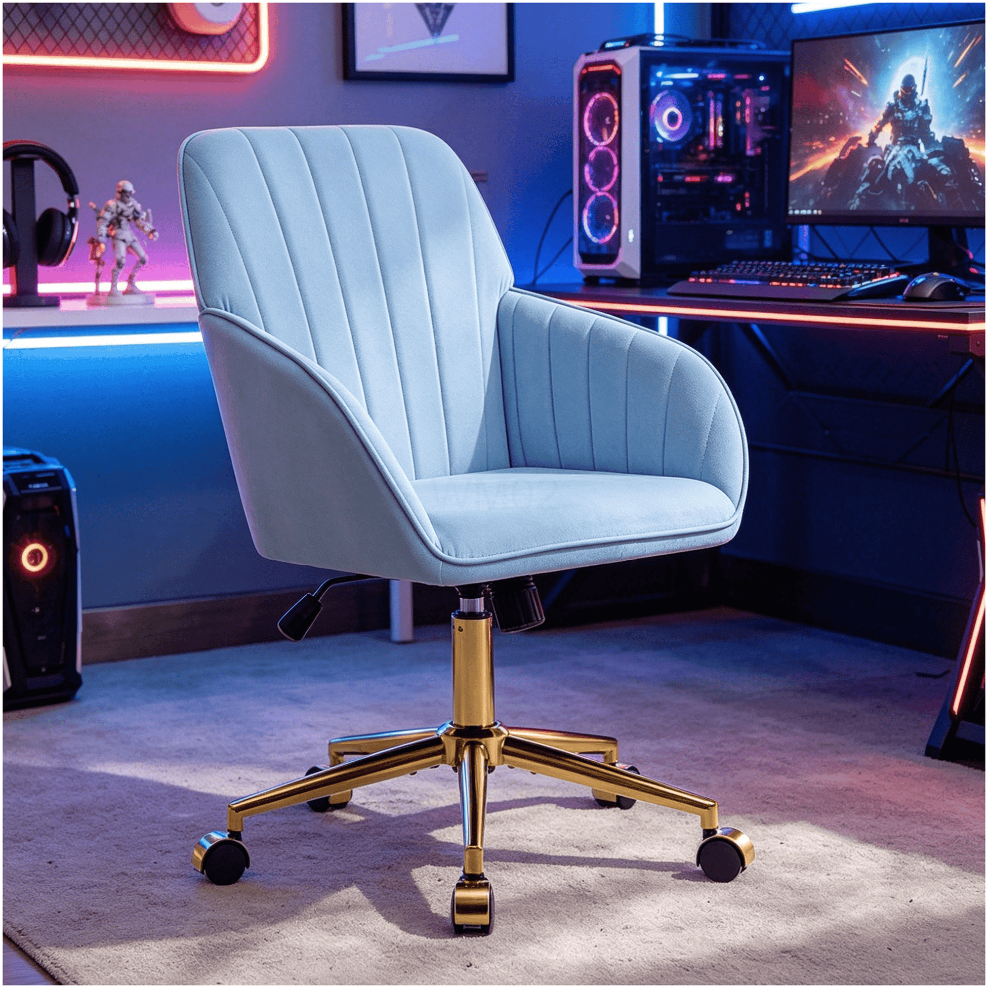 baby blue velvet office chair product