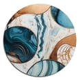 thumbnail image 2 of Designart "Marble Abstraction Blue and Gold II" Abstract Marble Metal Round Art Print, 2 of 5