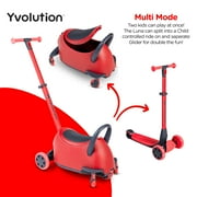 Yvolution Y Glider Luna, 3-in-1 Ride-on Toy to Kids Kick Scooter LED Light-up Wheels Red Unisex
