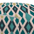 thumbnail image 3 of Geometric Pouf Cover with Zipper, Repetitive Pattern of Vertical Zigzag Lines and Rhombuses Lozenges, Soft Decorative Fabric Unstuffed Case, 30" W X 17.3" L, Teal Blush and Khaki, by Ambesonne, 3 of 5