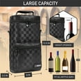 thumbnail image 3 of OPUX Wine Bag 2 Bottle Wine Tote Carrier, Insulated Wine Cooler Bag for Travel Picnic, Leakproof Portable Bottle Padded Case, Wine Gifts For Women Men Wine Lovers Christmas, Black, 3 of 7