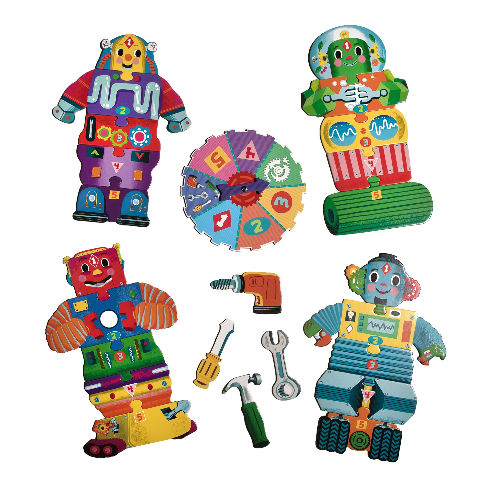 eeBoo Build a Robot Spinner Game, combines simple numbers with fun, 3 Years and Up.