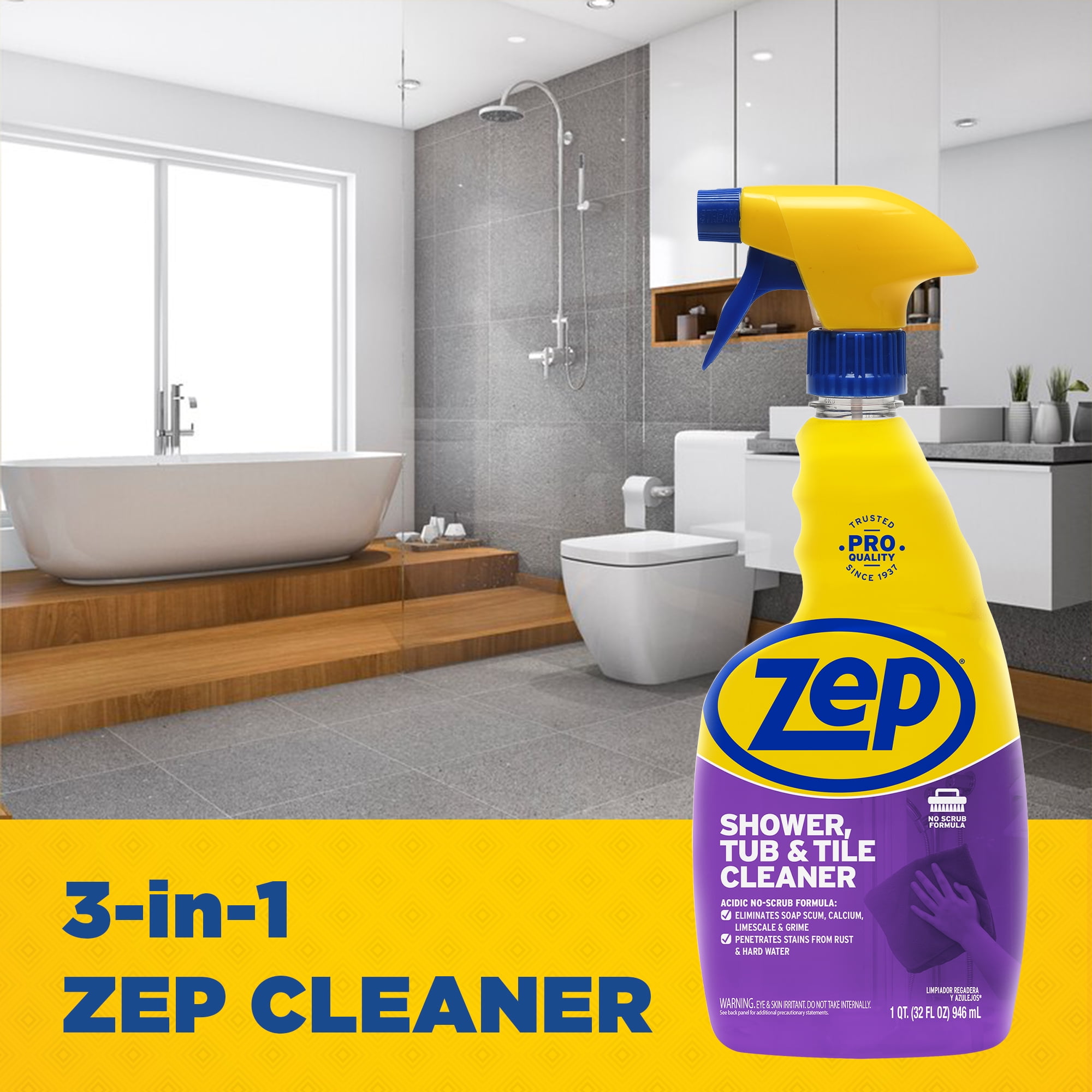 Zep Pro-Grade Shower, Tub & Tile Cleaner - 32oz, Case of 12 - Rust
