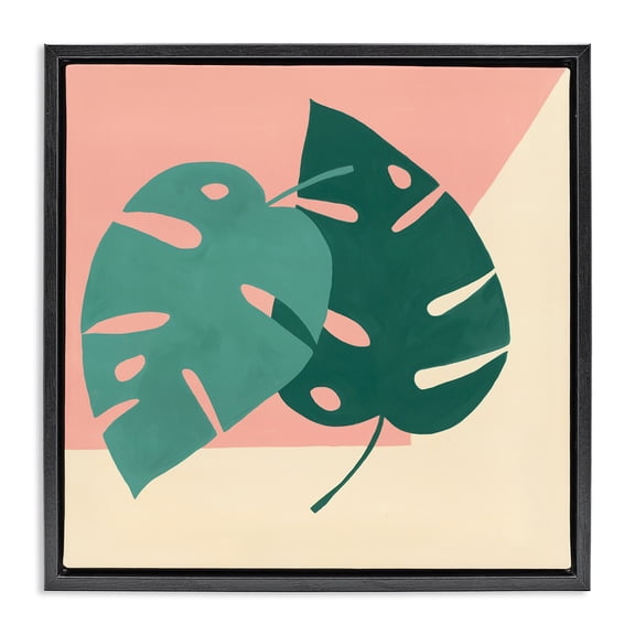 Stupell Industries Eclectic Modern Monstera Leaf Black Floating Frame Canvas Art, 25 x 25, by Ruth Fromstein