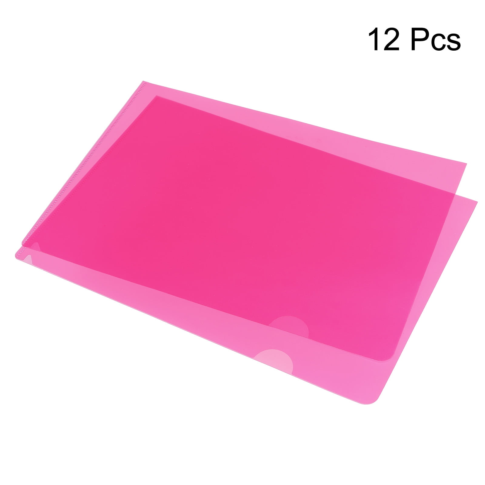 Unique Bargains L Type Folders File Project Pockets Clear Paper Document for Office Pink