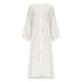 thumbnail image 6 of Tqyyweavej Beach Cover Up for Women Plus Size 3/4 Length Sleeve White Dresses V Neck Loose Swimsuit Coverup for Women with Botton, 6 of 8