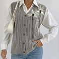 thumbnail image 6 of ZUKMRJPC Women's Sweater Vest Chunky V-Neck Fashion Three-dimensional Flower Patchwork Button Down Solid Color Knitted Outwear, 6 of 7