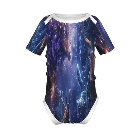 

Yiaed Enchanted Forest Stag Gathering Print Infant Climbing Short Sleeve Onesie One-Piece Baby Bodysuit Clothes 0-12 Months -18 Months