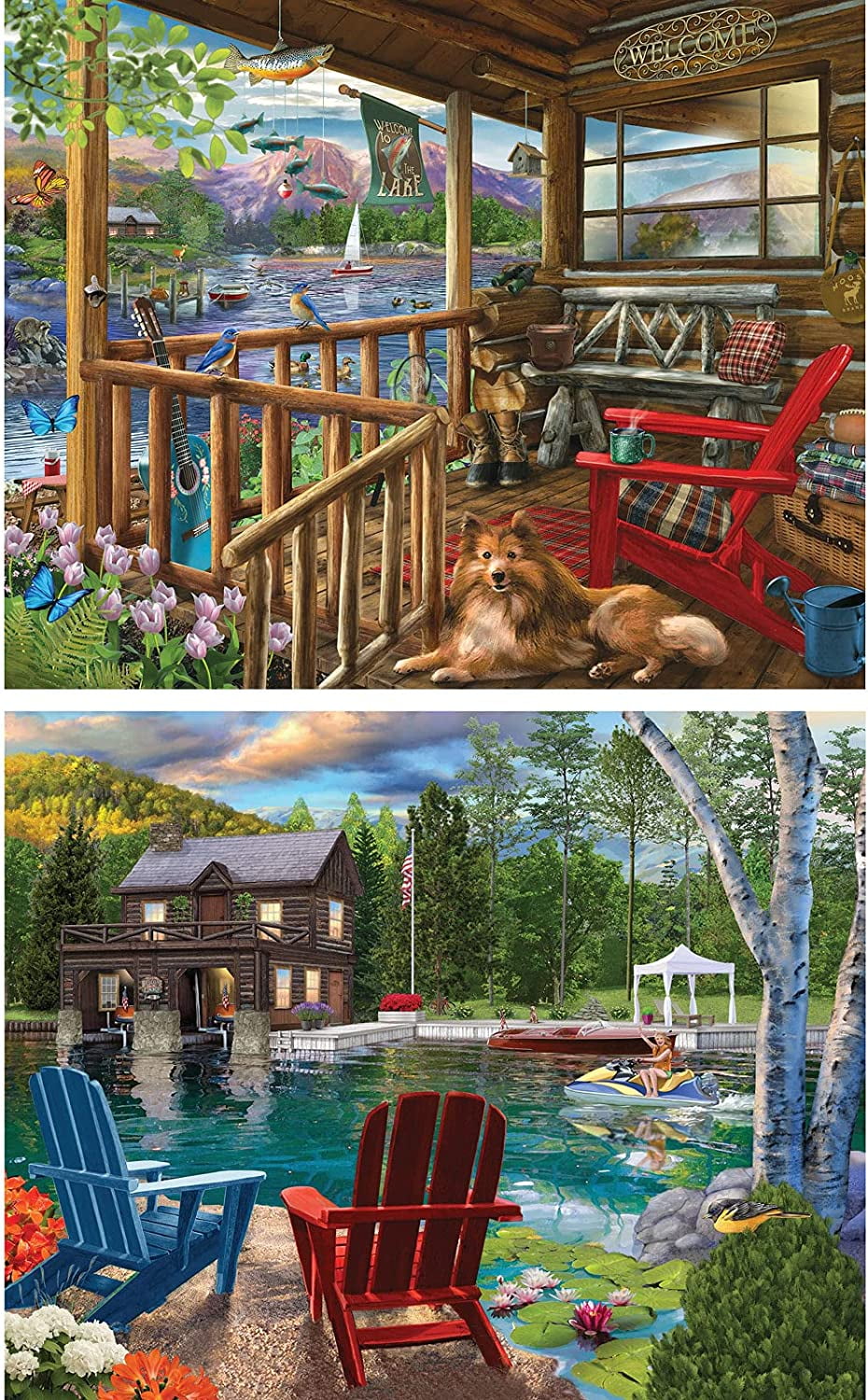 Bits and Pieces 4-in-1 Multi-Pack Jigsaw Puzzles Bigelow Illustrations 300 Piece 4-Pack 16" x 20"