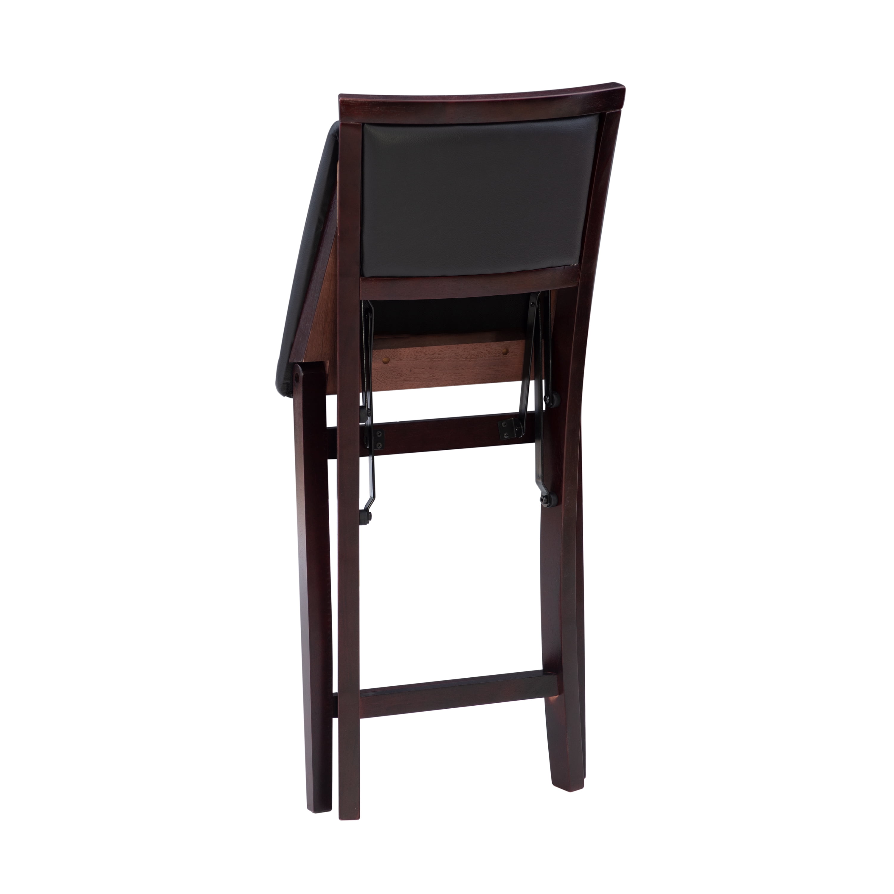 Linon Kristle 25" Folding Mid Back Counter Stool, Merlot/Dark Brown Faux Leather
