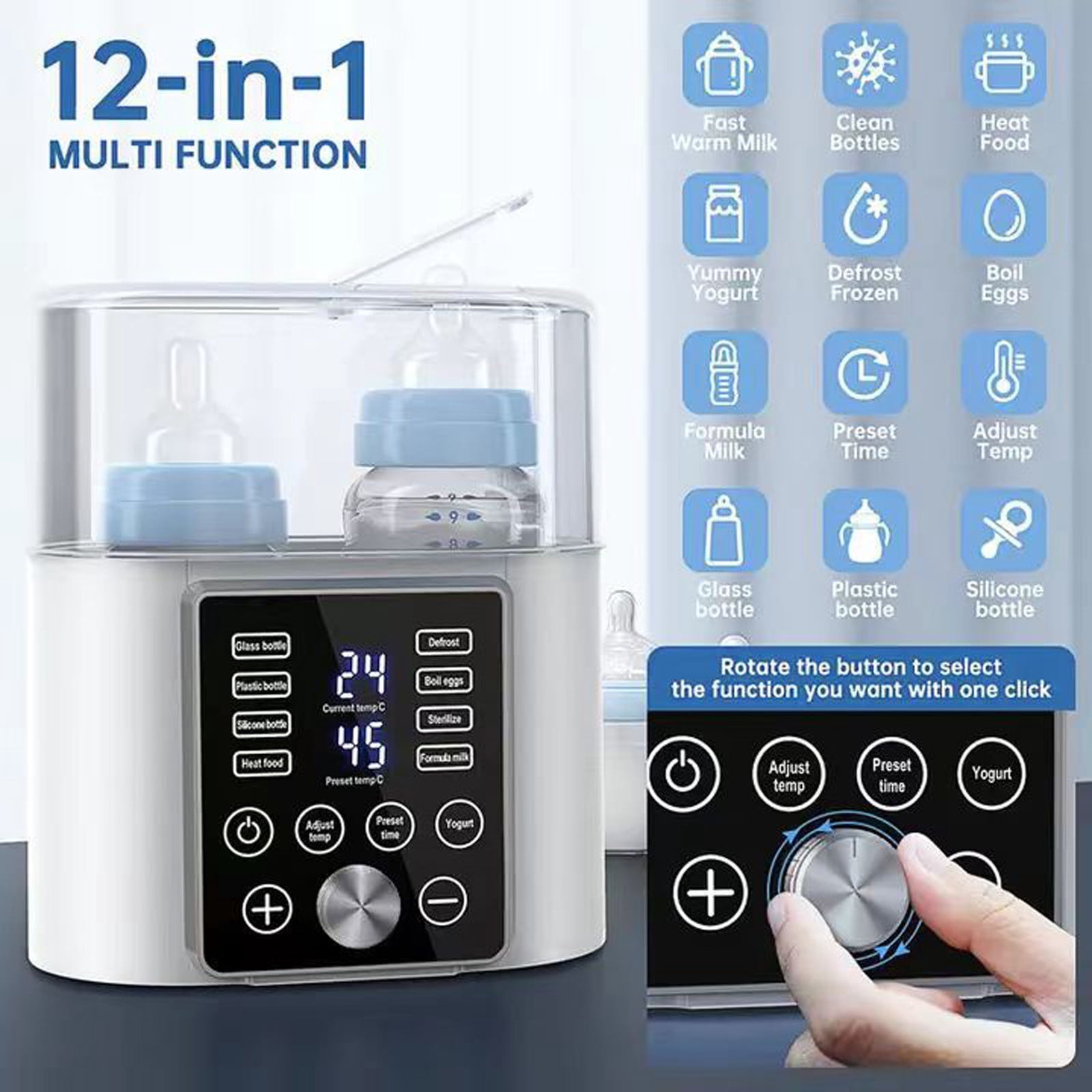 LLDYYDS Multifunctional Egg Constant Temperature Heater for Efficient Bottle Warming and Deep Cleansing with Accurate Heat Control for Food Jars and Milk Containers