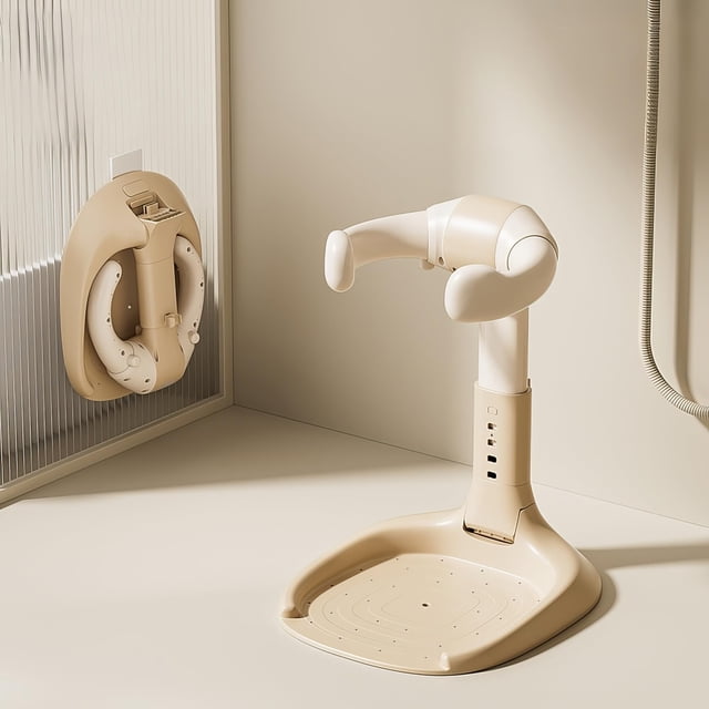 Soporte de baño para bebés CEILYEON plegable y ajustable en 5 niveles, color marrón