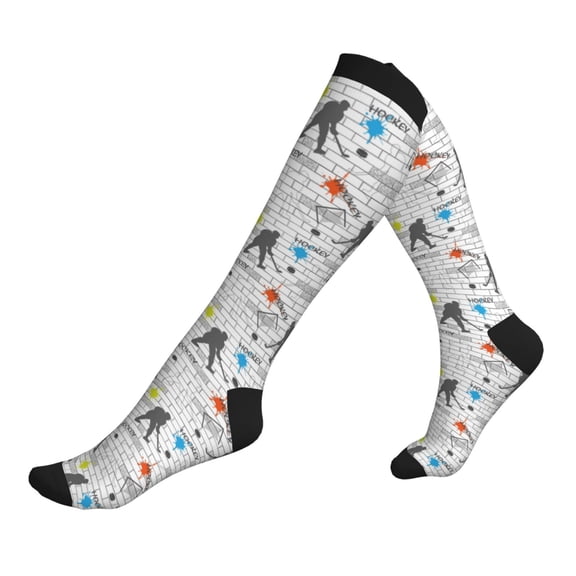 Compression Socks for Men Women -Hockey Players Funny Knee High Compression Stockings for Men Women