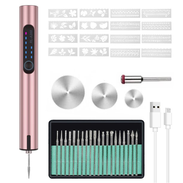 Bolígrafo de grabado eléctrico Inalámbrico Micro Carving Pen con 3 velocidades ajustables 500MHA Máquina de grabado recargable Grabador inalámbrico Herramienta de grabado para joyería Madera Metal Pie