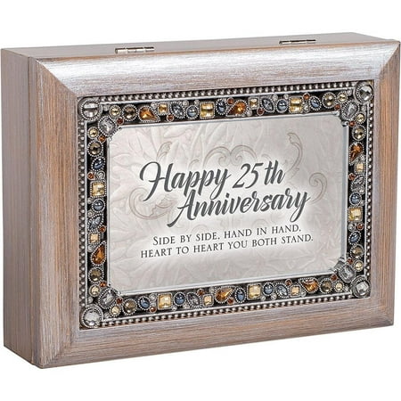 Decorative Jeweled Box - Cottage Garden JM329GB Happy 25th Anniversary Jeweled Pewter Colored Keepsake Music Box plays You Light Up My Life