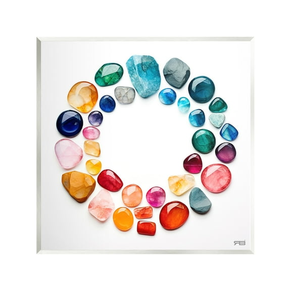 Stupell Industries Gradient Gemstones in Circle Landscape Painting Unframed Art Print Wall Art, 12 x 12