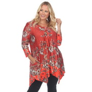 White Mark Women's Plus Size Paisley Tunic Top with Pockets
