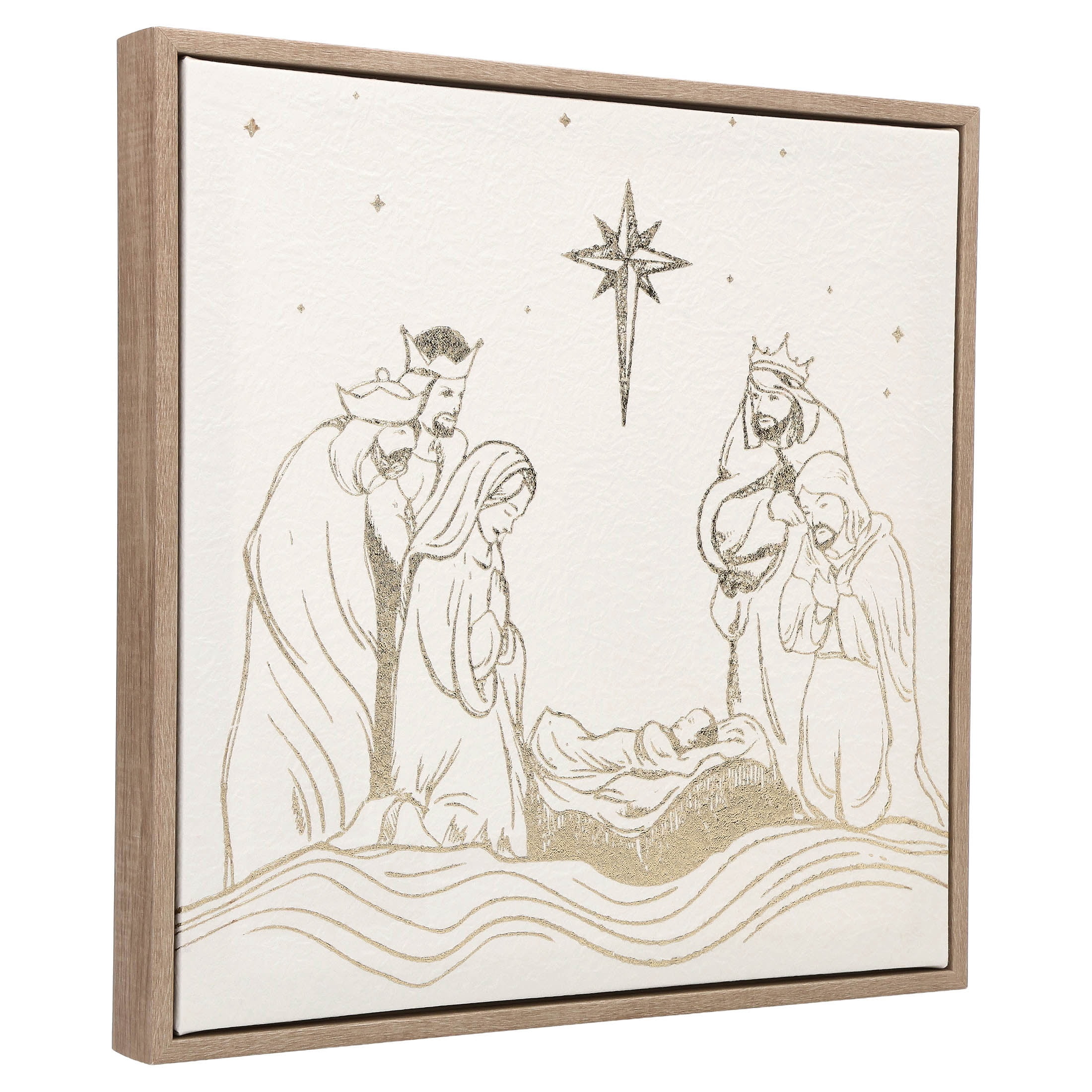 Nativity Scene Framed Christmas Wall Art, Multicolor, 12" x 12", by Holiday Time