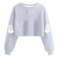 thumbnail image 3 of Womens Fall Crewneck Sweatshirts Ghost Halloween Outfits Loose Long Sleeve Gradient Sweat Shirts Casual Lounge Wear Purple, 2XL, 3 of 3