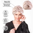 thumbnail image 5 of Gorro de seda para dormir para mujer, doble capa, de satén, transpirable, suave y cómodo, color champán., 5 of 5