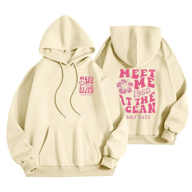 DPTALR Women Letter Print Long Sleeve Fall And Winter Loose Pullover Hoodies Tops