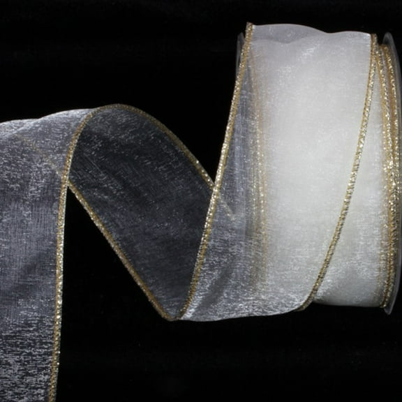 The Ribbon People White and Gold Solid Wired Craft Ribbon 2" x 27 Yards