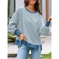 thumbnail image 6 of Women's Fall Oversized Sweatshirt Casual Waffle Knit Long Sleeve Crewneck Split Pullover Tunic Tops, 6 of 6